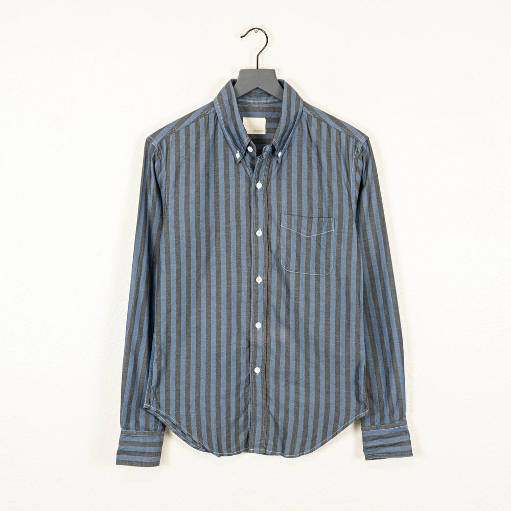 Band of Outsiders Button Down Shirt Blue Gray Stripe cotton size Small